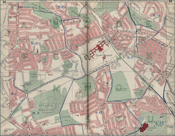 Map of Friern Barnet, London